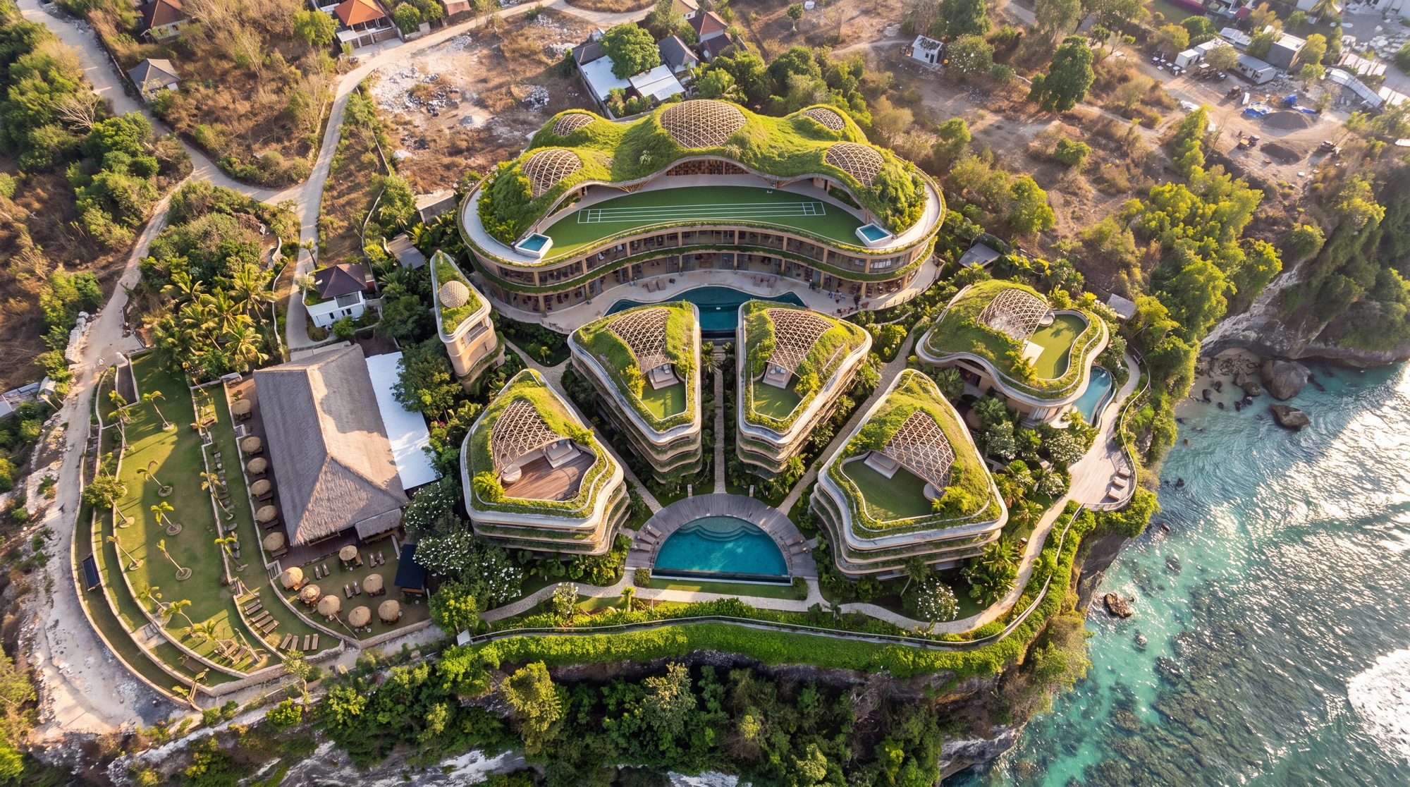 LUMA at Bingin seen from above, the sun plan