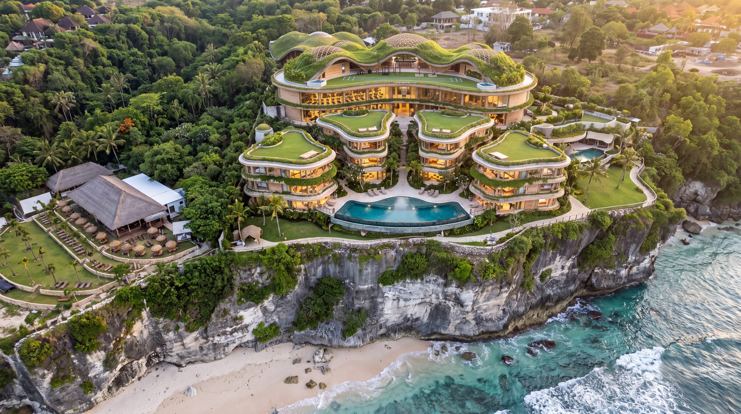 LUMA at Bingin, the cliff-front residences and club at golden hour