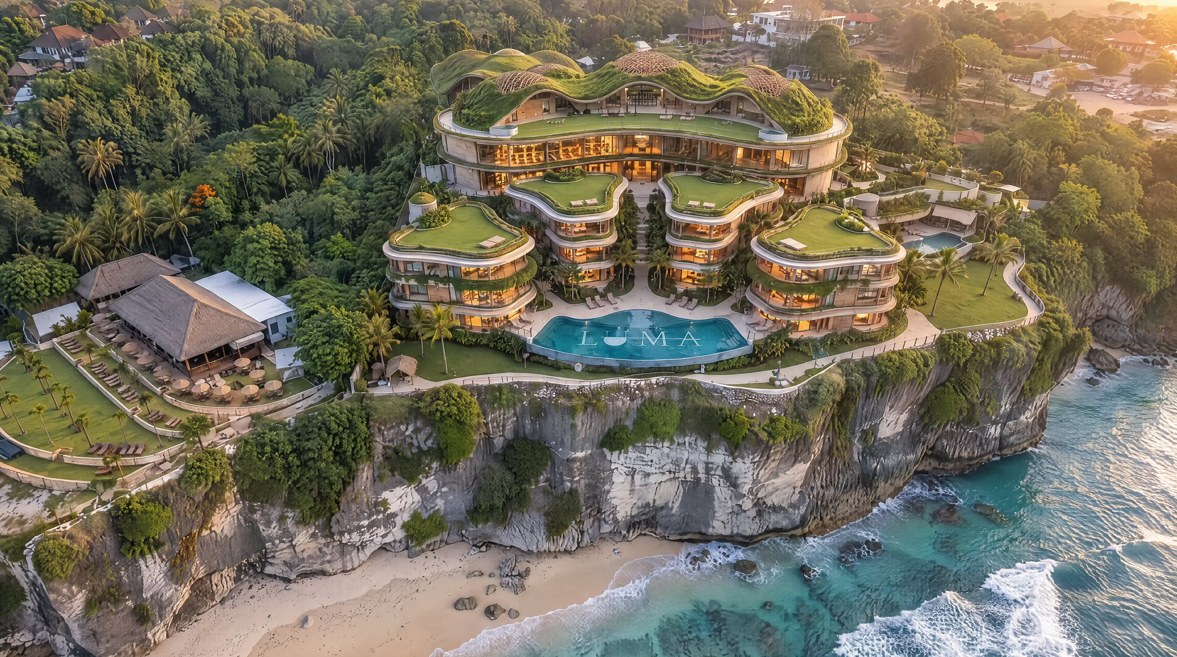 LUMA at Bingin, the cliff-front residences and club at golden hour